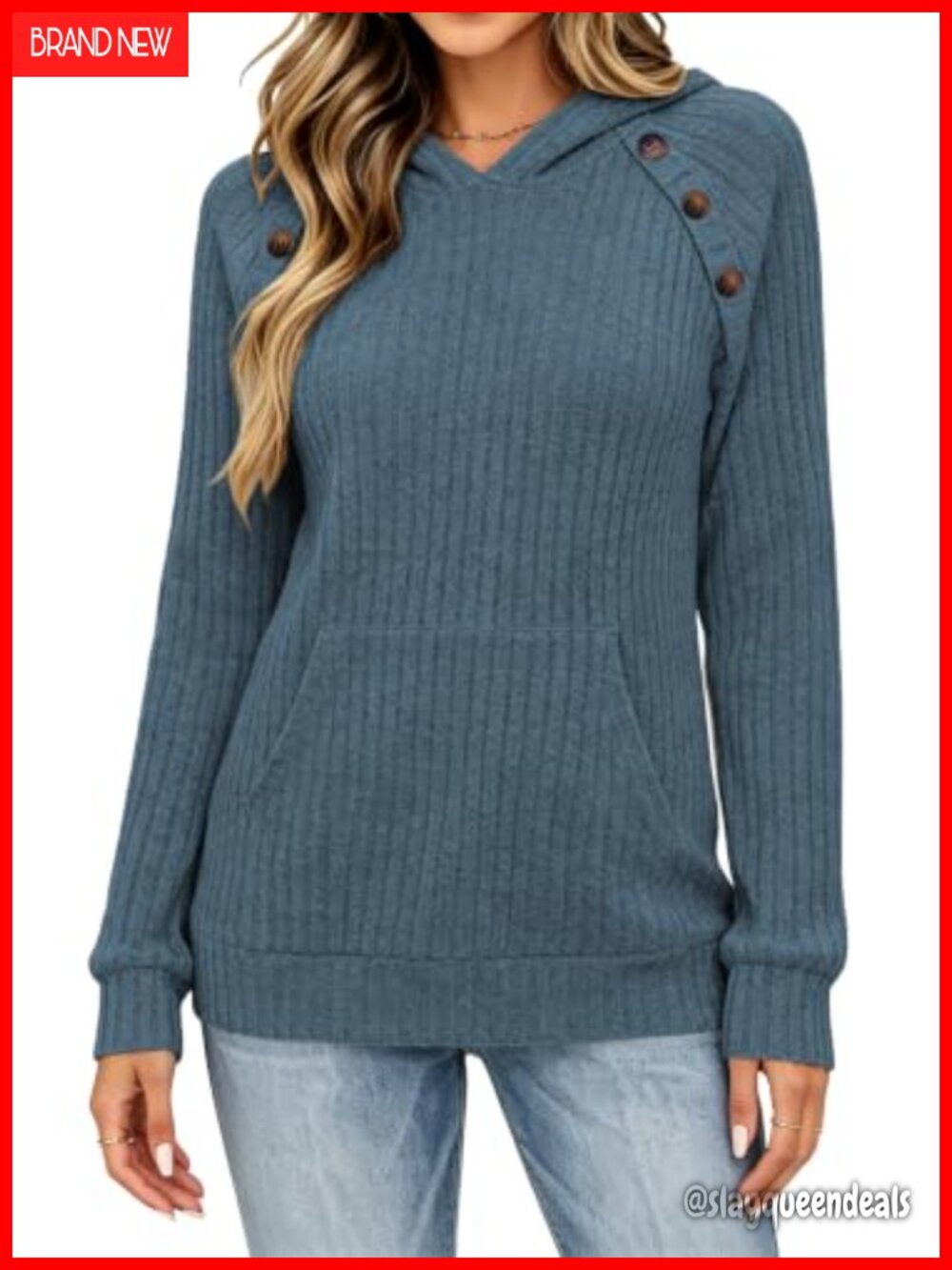 Womens Pullover Hoodie Soft Stretch Sweatshirt Long Sleeve Casual Top - Picture 2 of 6